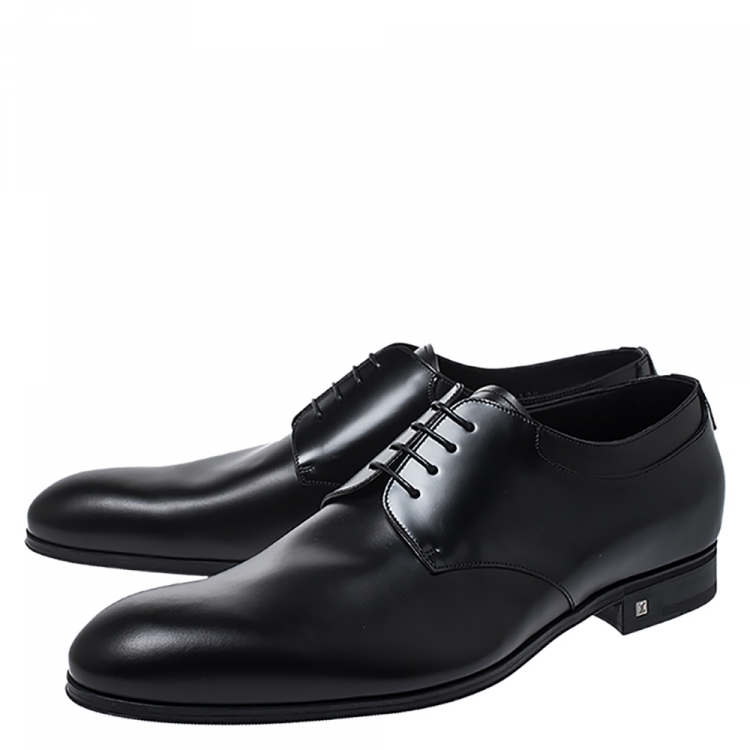 Pre Owned Louis Vuitton Black Leather Lace Up Derby Size 44
