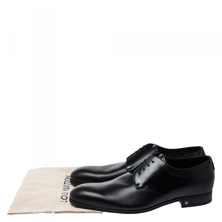 Pre Owned Louis Vuitton Black Leather Lace Up Derby Size 44