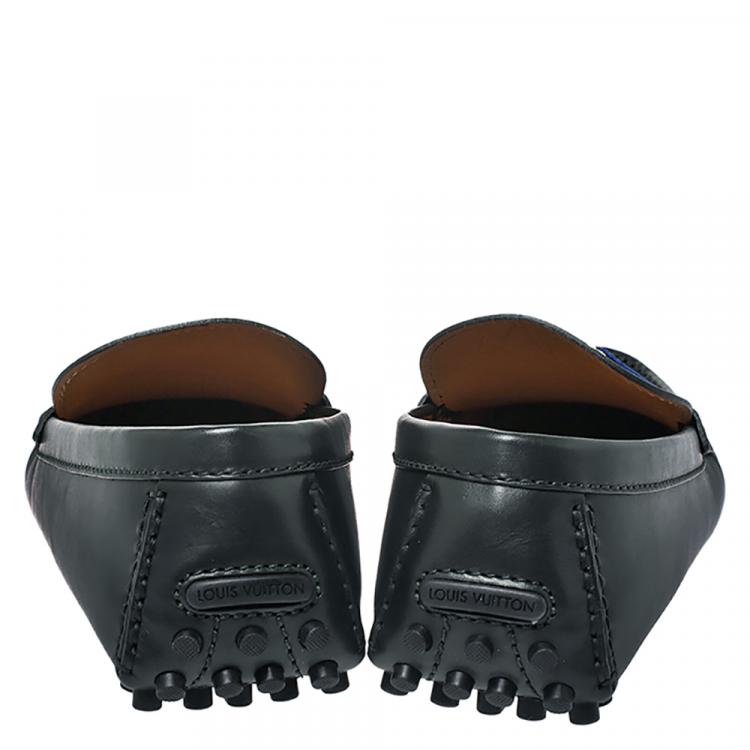 Pre Owned Louis Vuitton Green Leather Hockenheim Loafers Size 43