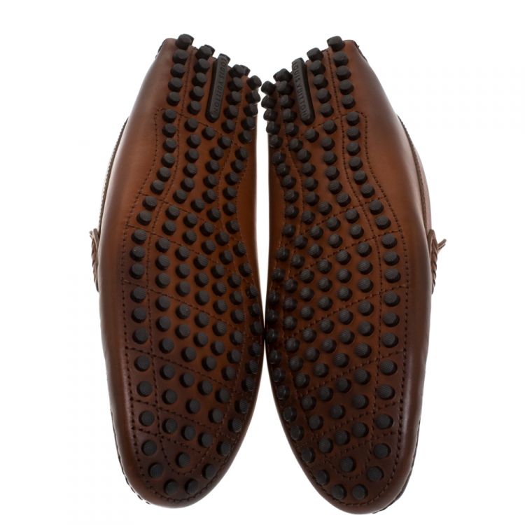 Pre Owned Louis Vuitton Brown Leather Hockenheim Loafers Size 43.5