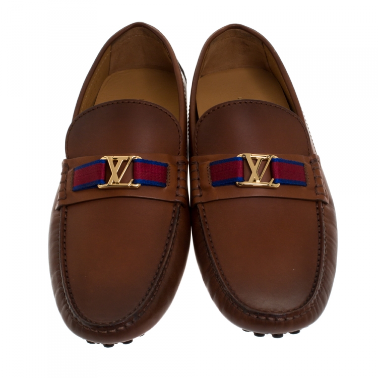Pre Owned Louis Vuitton Brown Leather Hockenheim Loafers Size 43.5