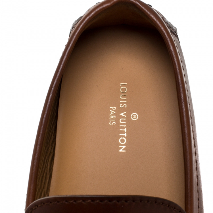 Pre Owned Louis Vuitton Brown Leather Hockenheim Loafers Size 43.5