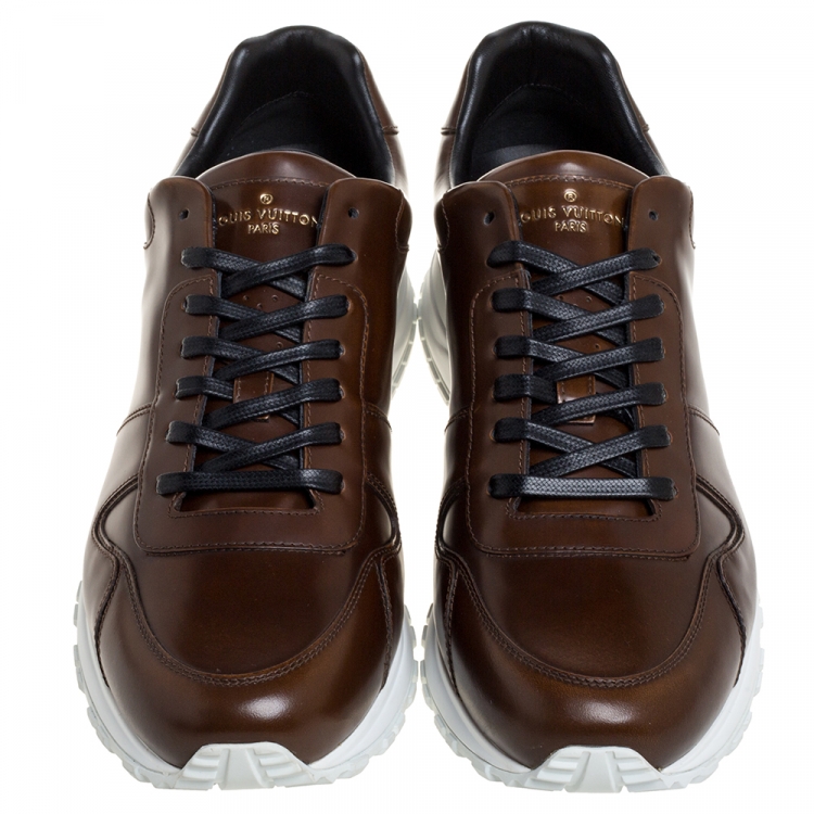 Pre Owned Louis Vuitton Brown Leather Run Away Low Top Sneakers Size 42