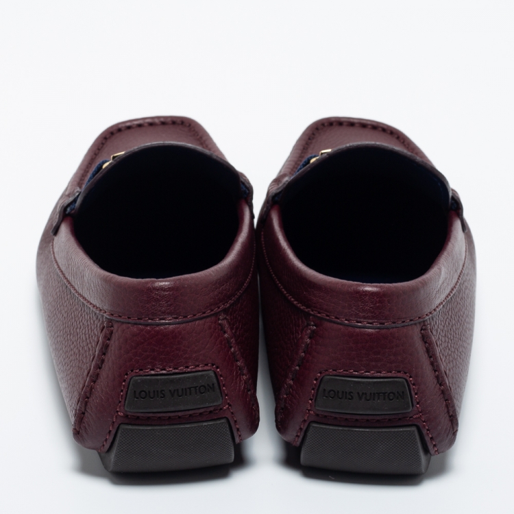 Pre Owned Louis Vuitton Burgundy Leather Monte Carlo Loafers Size 40.5