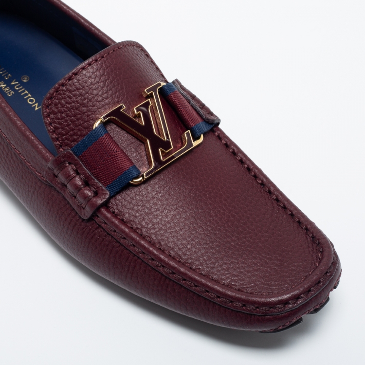 Pre Owned Louis Vuitton Burgundy Leather Monte Carlo Loafers Size 40.5