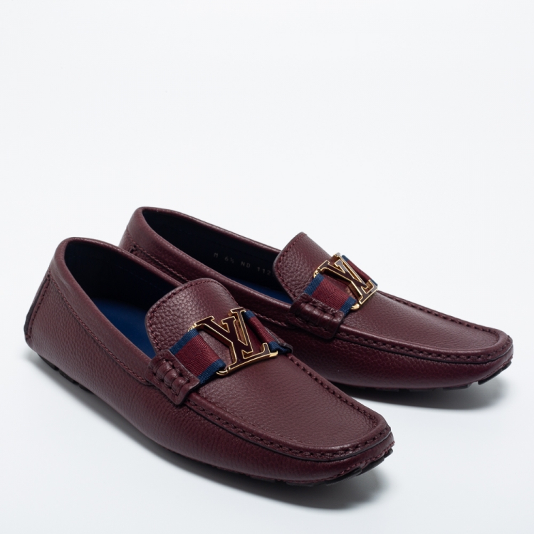 Pre Owned Louis Vuitton Burgundy Leather Monte Carlo Loafers Size 40.5