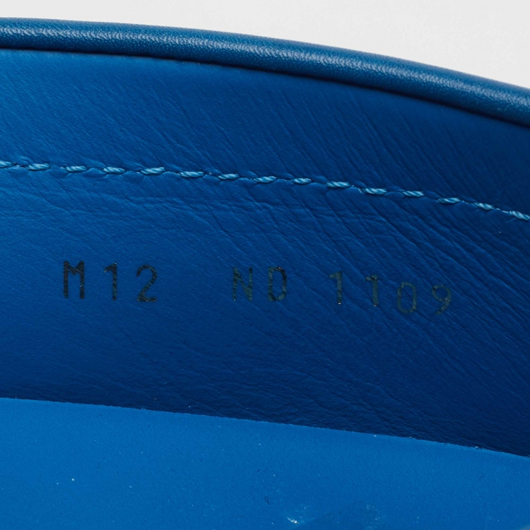 Pre Owned Louis Vuitton Blue Leather Hockenheim Slip On Loafers Size 46