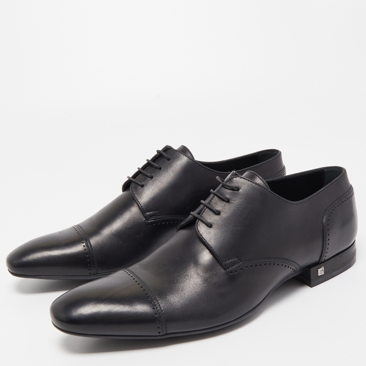 Pre Owned Louis Vuitton Black Leather Lace Up Derby Size 42.5