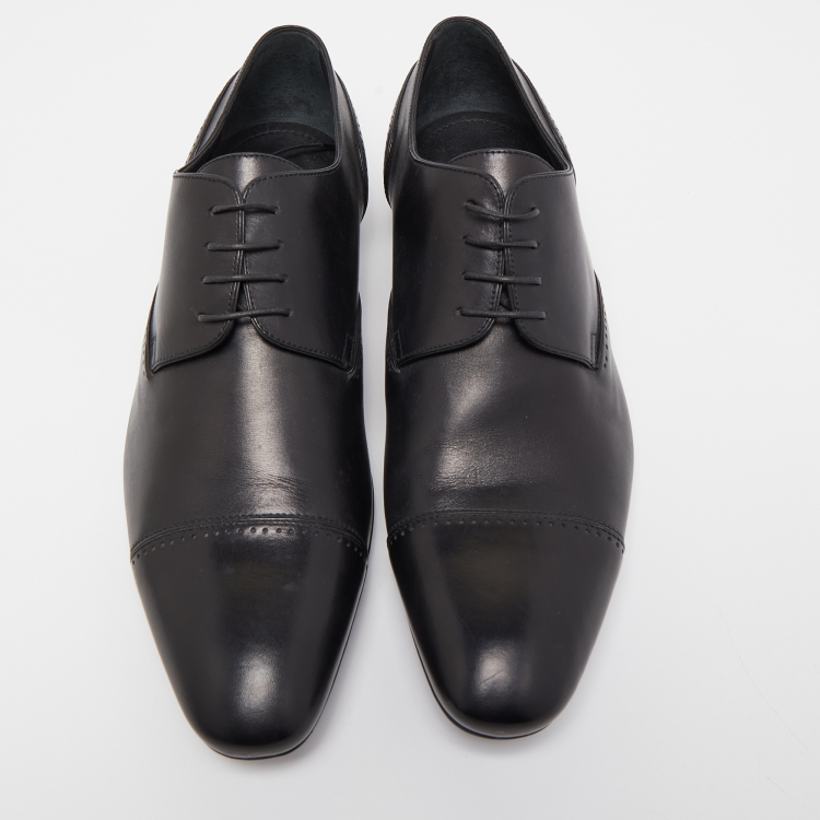 Pre Owned Louis Vuitton Black Leather Lace Up Derby Size 42.5