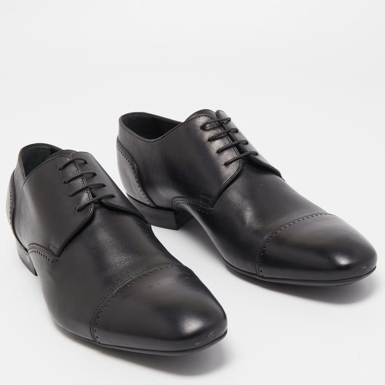 Pre Owned Louis Vuitton Black Leather Lace Up Derby Size 42.5