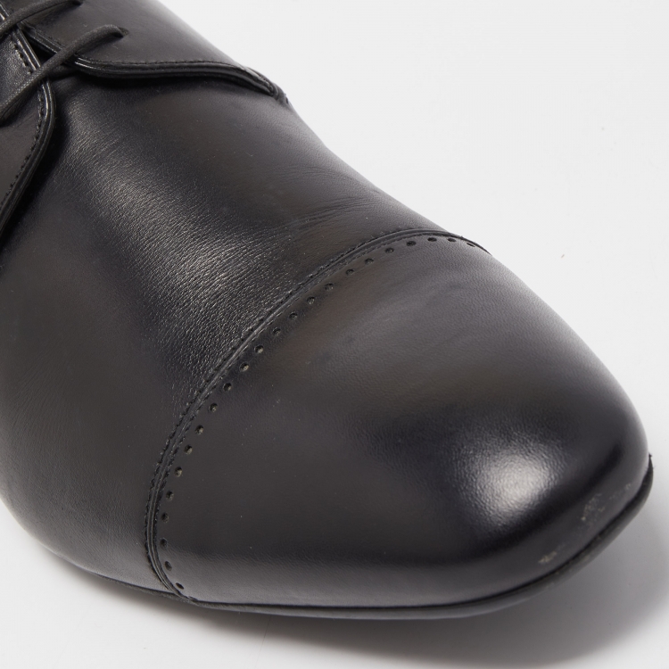 Pre Owned Louis Vuitton Black Leather Lace Up Derby Size 42.5