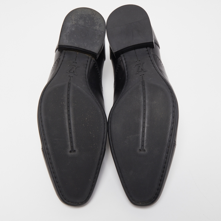 Pre Owned Louis Vuitton Black Leather Lace Up Derby Size 42.5
