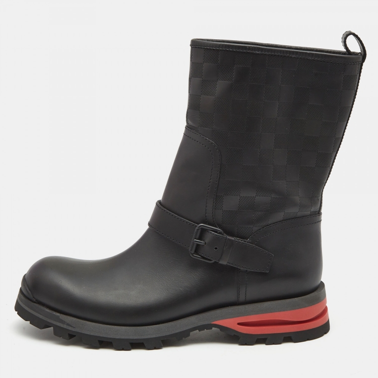 Pre Owned Louis Vuitton Black Infini Empreinte Leather Midcalf Length Boots Size 43