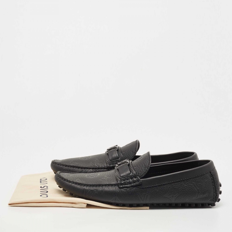 Pre Owned Louis Vuitton Black Leather Hockenheim Loafers Size 43