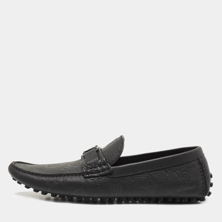 Pre Owned Louis Vuitton Black Leather Hockenheim Loafers Size 43
