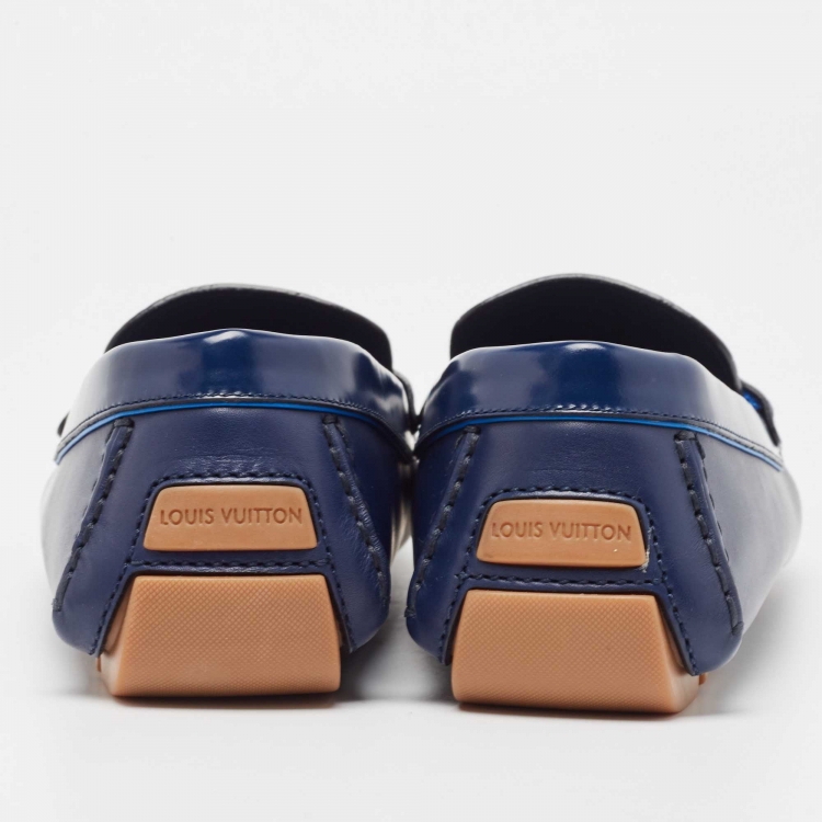 Pre Owned Louis Vuitton Blue Leather Monte Carlo Loafers Size 41