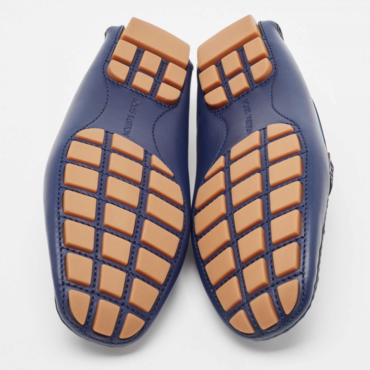 Pre Owned Louis Vuitton Blue Leather Monte Carlo Loafers Size 41