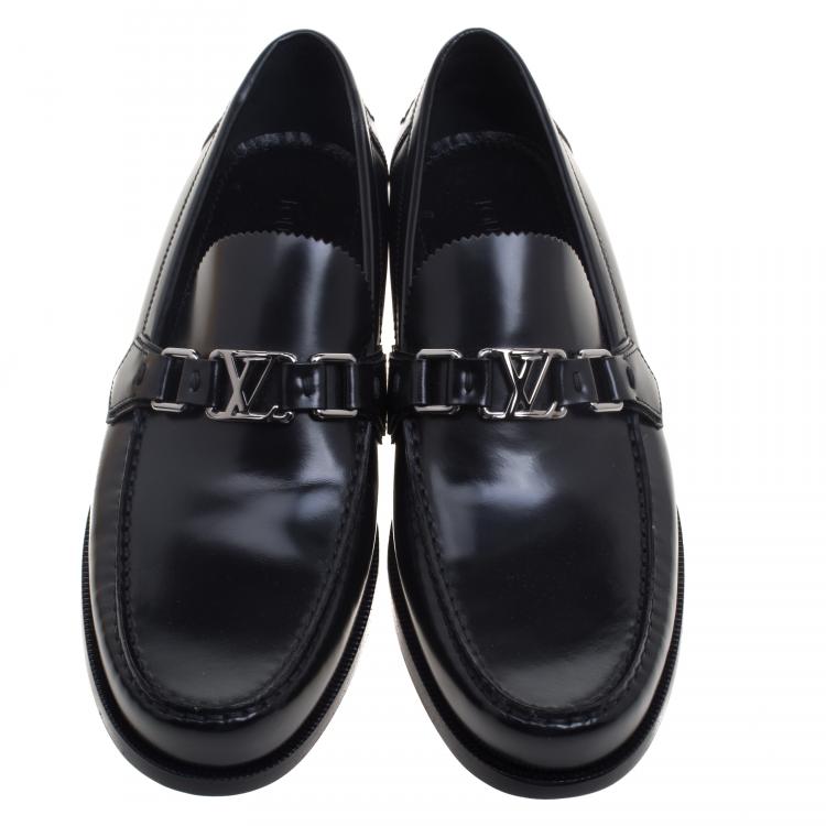 Pre Owned Louis Vuitton Black Leather Major Loafers Size 42.5