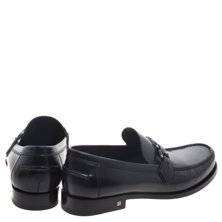 Pre Owned Louis Vuitton Black Leather Major Loafers Size 42.5