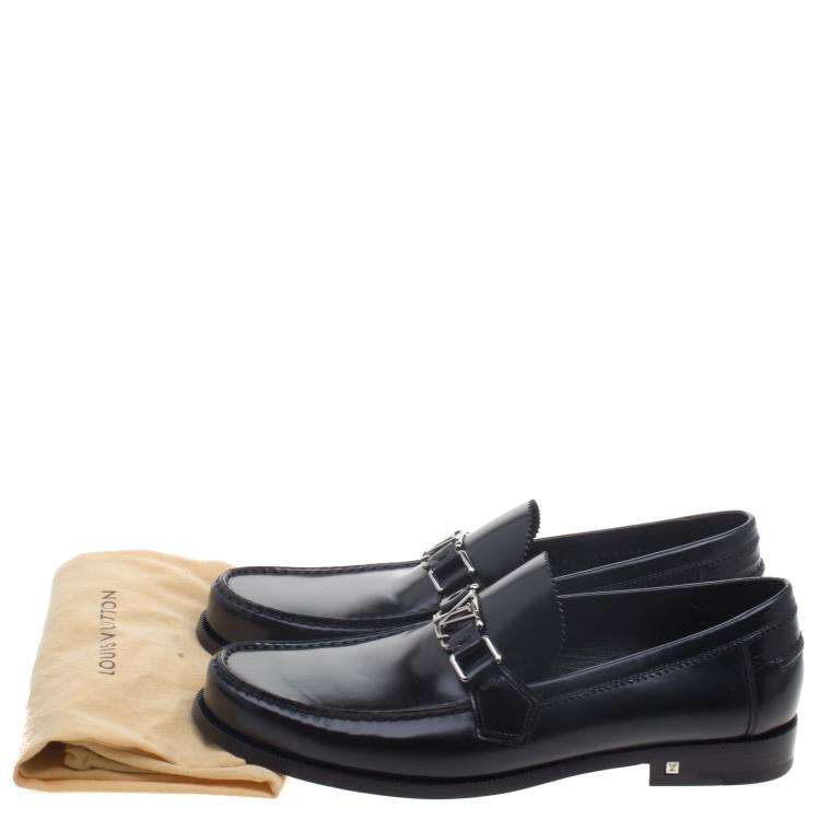 Pre Owned Louis Vuitton Black Leather Major Loafers Size 42.5