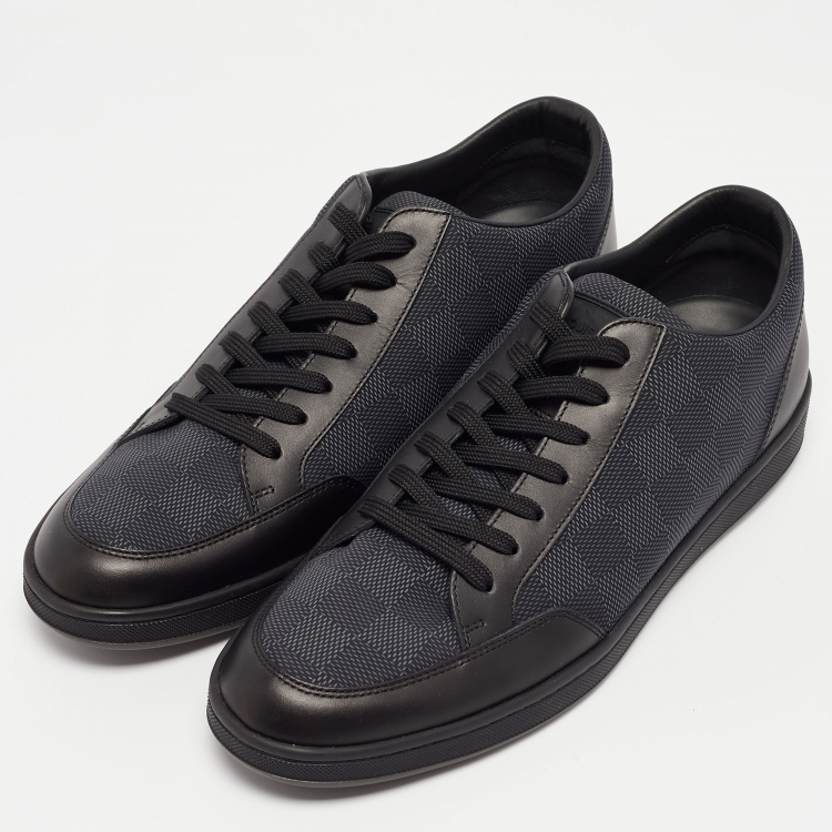 Pre Owned Louis Vuitton Black Damier Graphite Fabric and Leather Offshore Sneakers Size 40.5