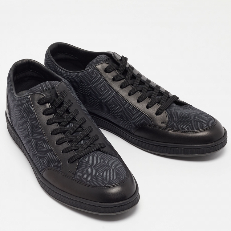 Pre Owned Louis Vuitton Black Damier Graphite Fabric and Leather Offshore Sneakers Size 40.5