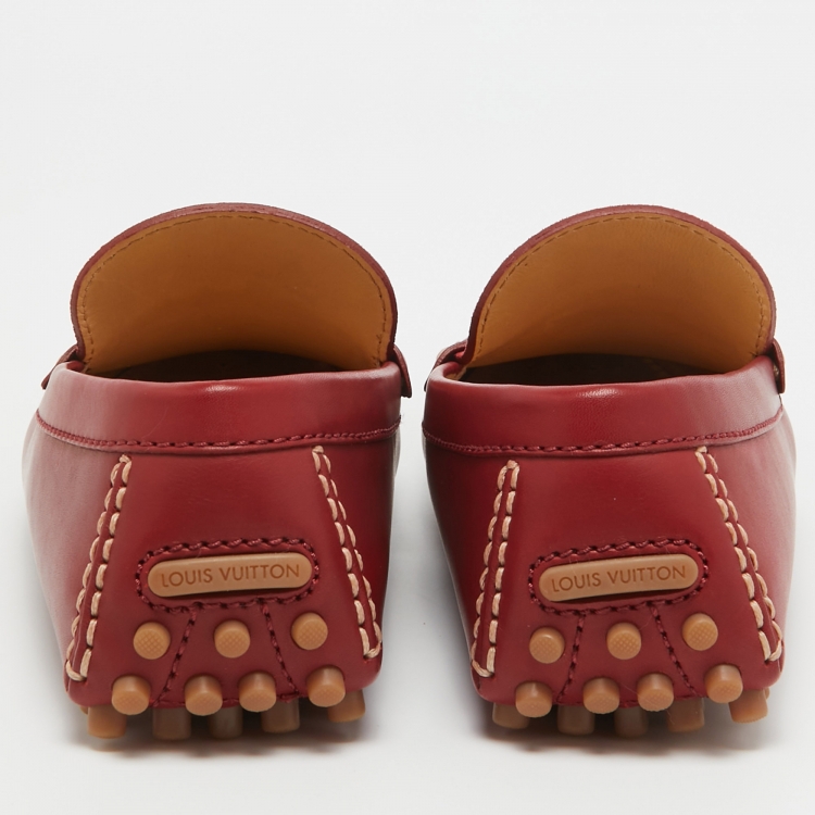 Pre Owned Louis Vuitton Red Suede and Leather Hockenheim Loafers Size 40