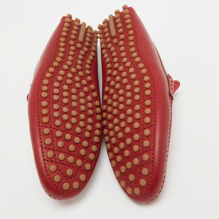 Pre Owned Louis Vuitton Red Suede and Leather Hockenheim Loafers Size 40