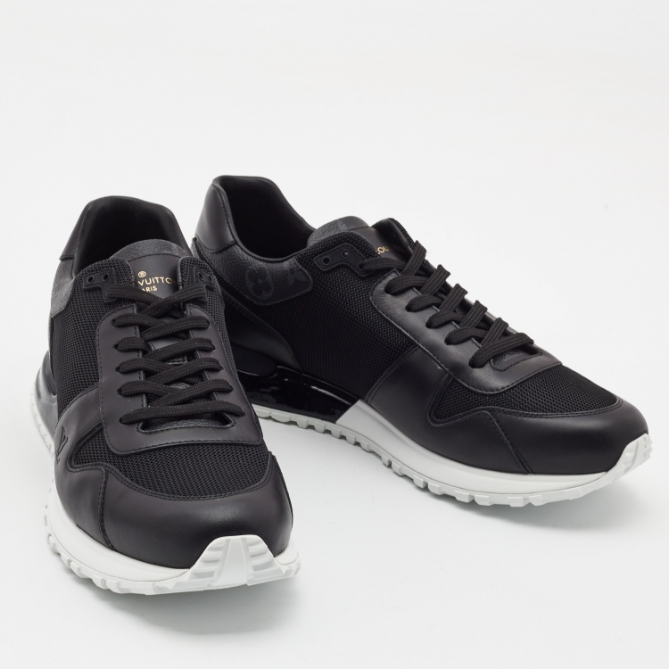 Pre Owned Louis Vuitton Black Leather and Mesh Run Away Sneakers Size 42