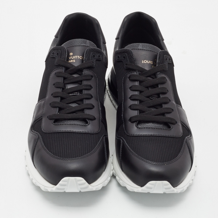 Pre Owned Louis Vuitton Black Leather and Mesh Run Away Sneakers Size 42