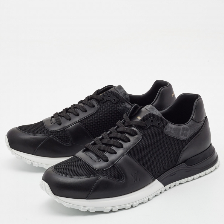 Pre Owned Louis Vuitton Black Leather and Mesh Run Away Sneakers Size 42