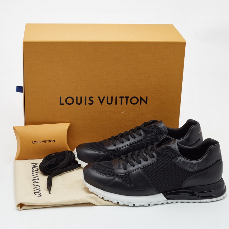 Pre Owned Louis Vuitton Black Leather and Mesh Run Away Sneakers Size 42