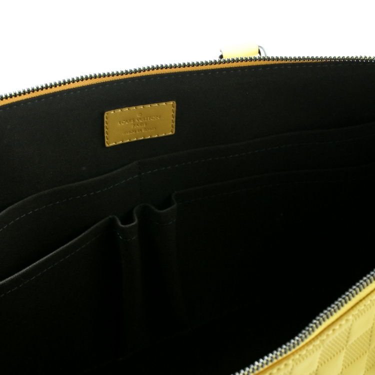 Pre Owned Louis Vuitton Vert Acide Damier Infini Leather Porte Documents Briefcase