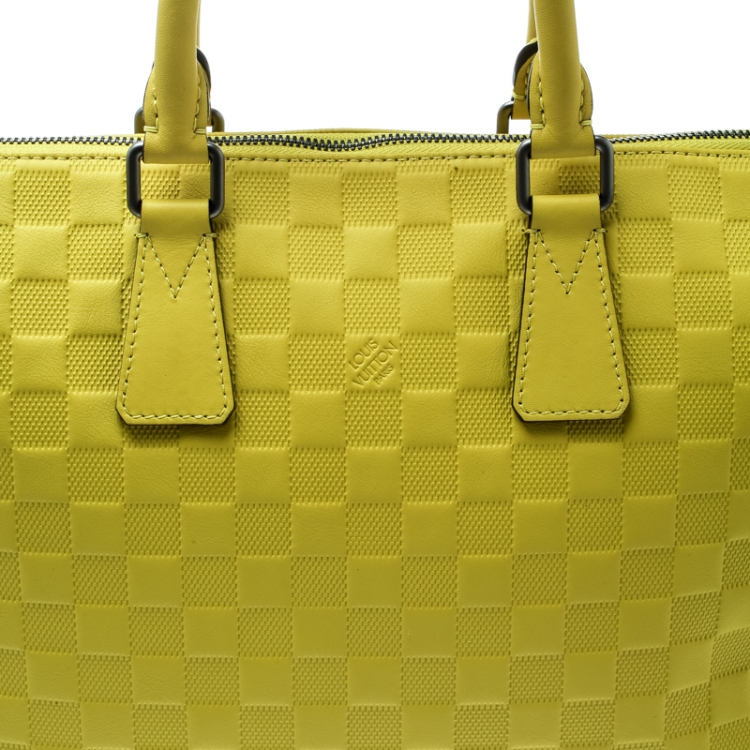 Pre Owned Louis Vuitton Vert Acide Damier Infini Leather Porte Documents Briefcase