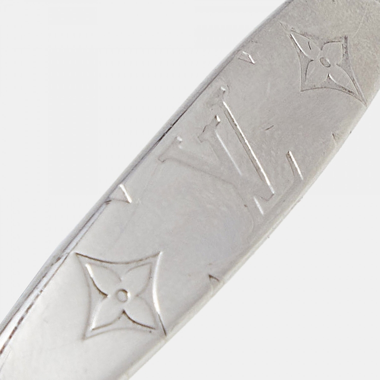 Pre Owned Louis Vuitton Silver Tone Monogram Jonc Cuff Bracelet M