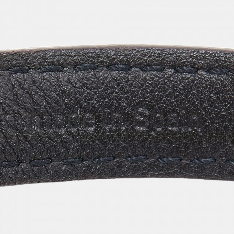 Pre Owned Louis Vuitton Gold Tone Sign It Damier Ebene Leather Bracelet