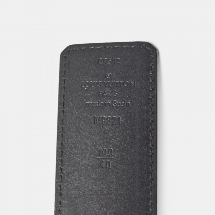 Pre Owned Louis Vuitton Black Monogram Canvas and Leather LV Initiales Reversible Belt 100CM