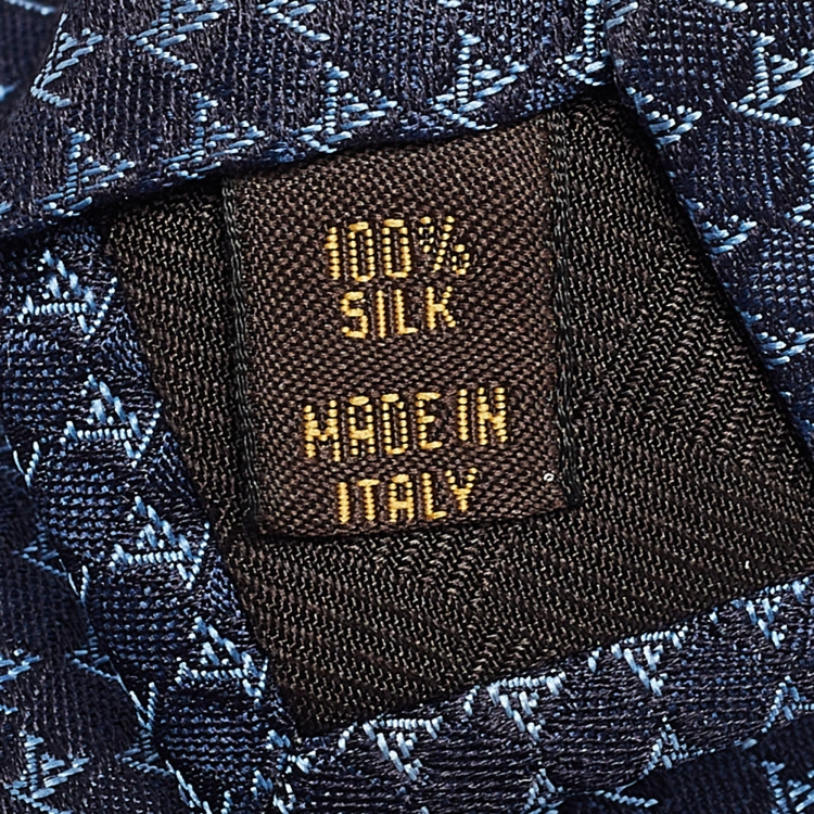 Pre Owned Louis Vuitton Navy Blue Monogram Silk Tie 