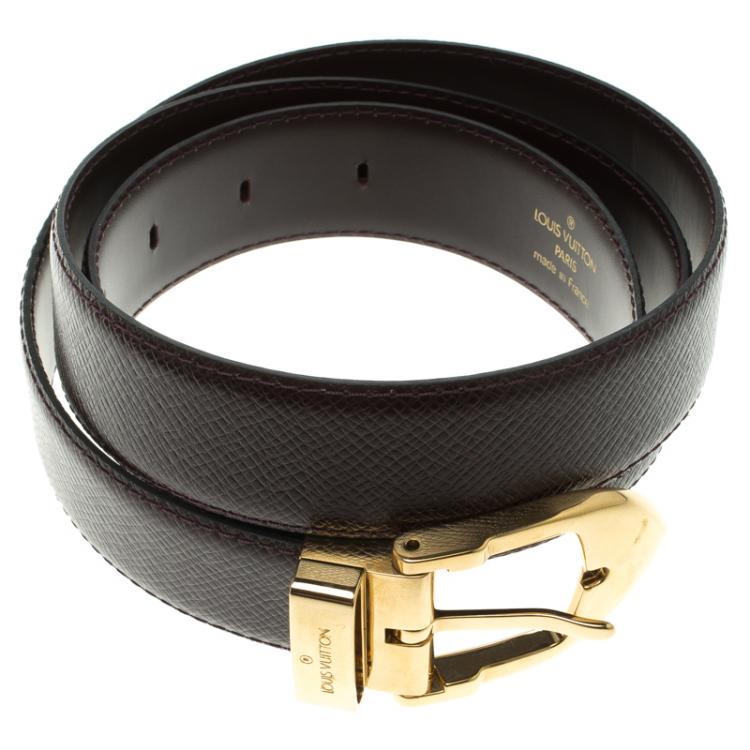 Pre Owned Louis Vuitton Burgundy Utah Leather Classique Belt 90 CM