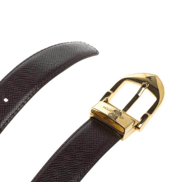 Pre Owned Louis Vuitton Burgundy Utah Leather Classique Belt 90 CM