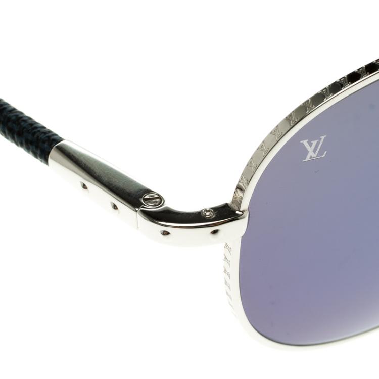 Pre Owned Louis Vuitton Blue/Silver Z0659U Damier Graphite Conspiration Pilote Aviators