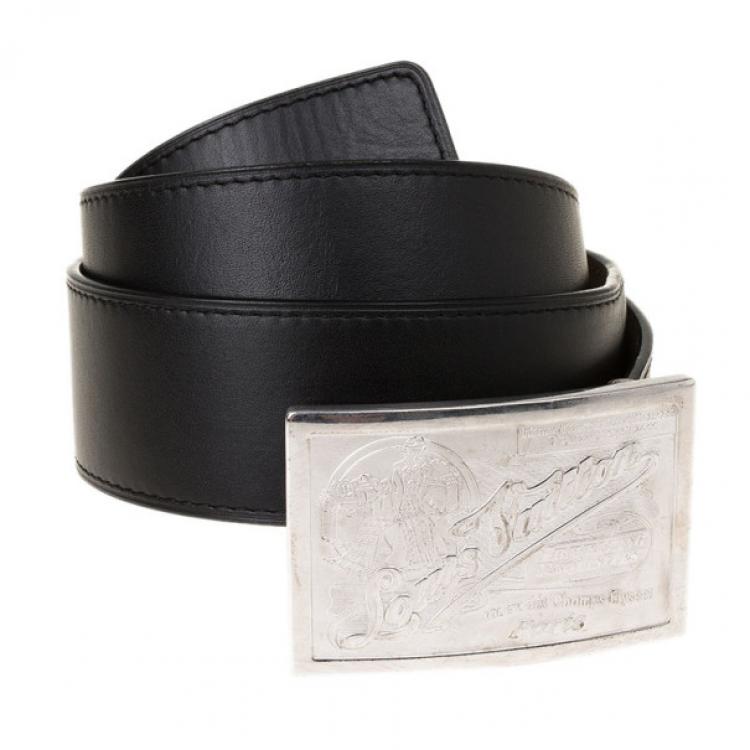 Louis belt BLACK/SILVER CLASSIC LEATHER - Men Belts - Christian Louboutin