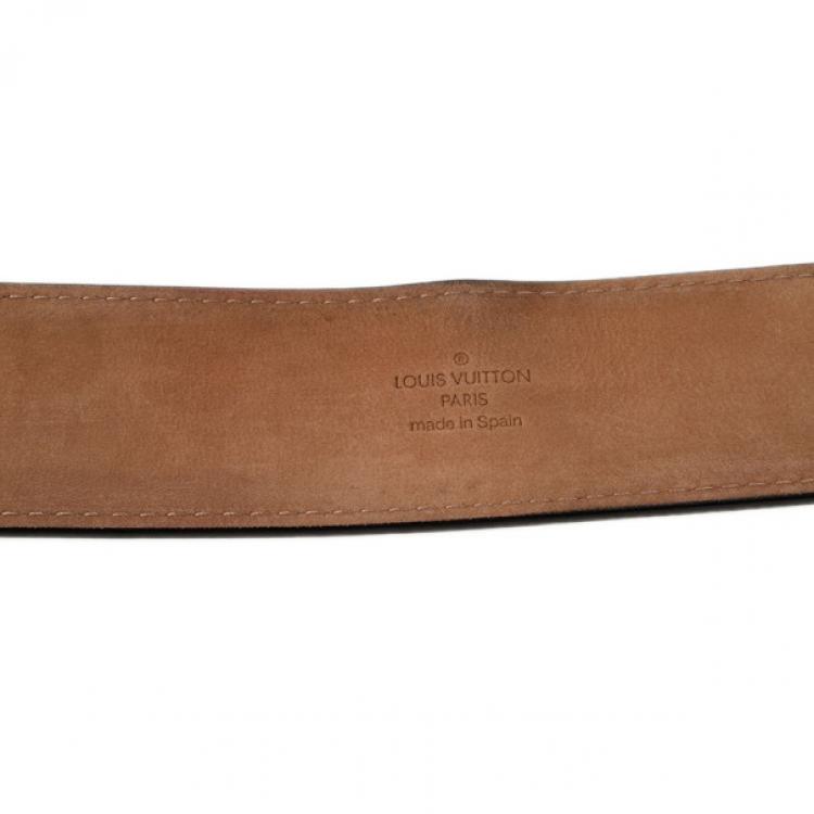 Pre Owned Louis Vuitton Black Jeans Calf Leather Belt 95CM