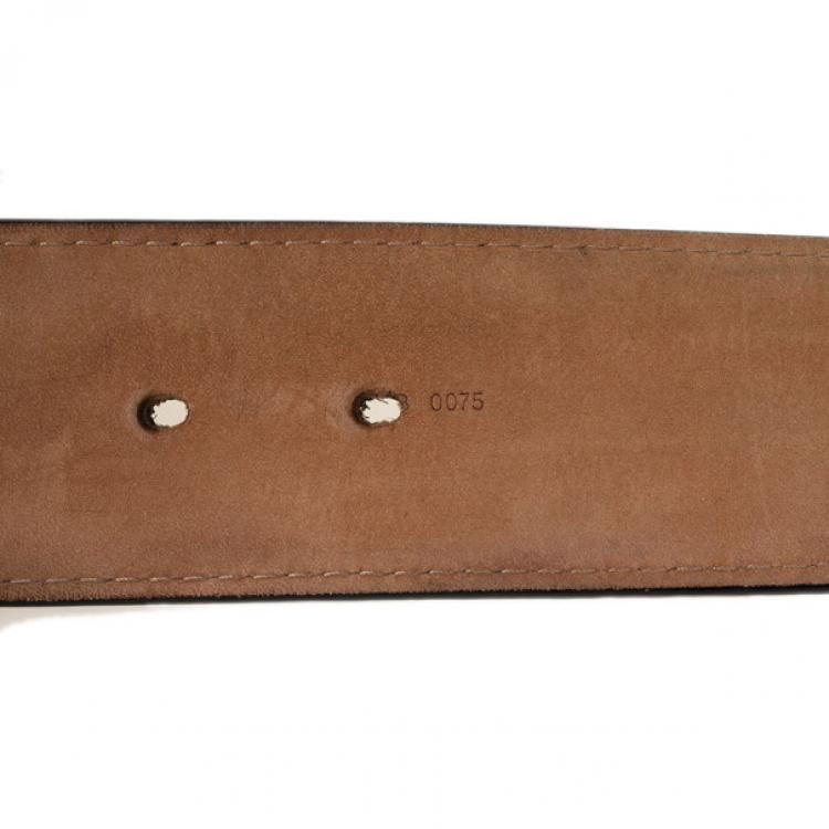 Pre Owned Louis Vuitton Black Jeans Calf Leather Belt 95CM