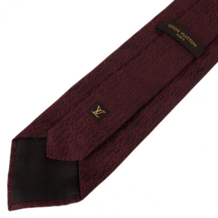 Pre Owned Louis Vuitton Maroon Silk Tie