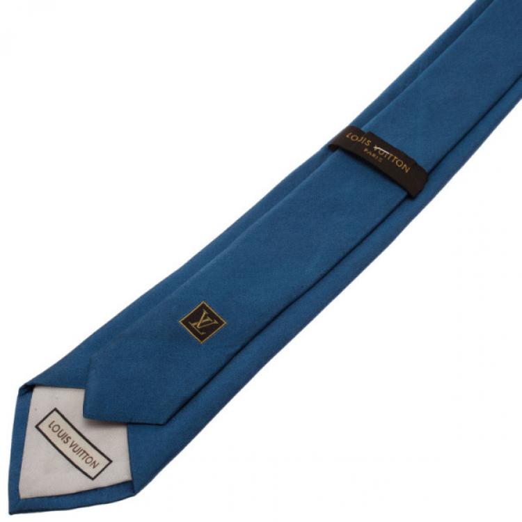 Pre Owned Louis Vuitton Two Tone Blue Silk Tie