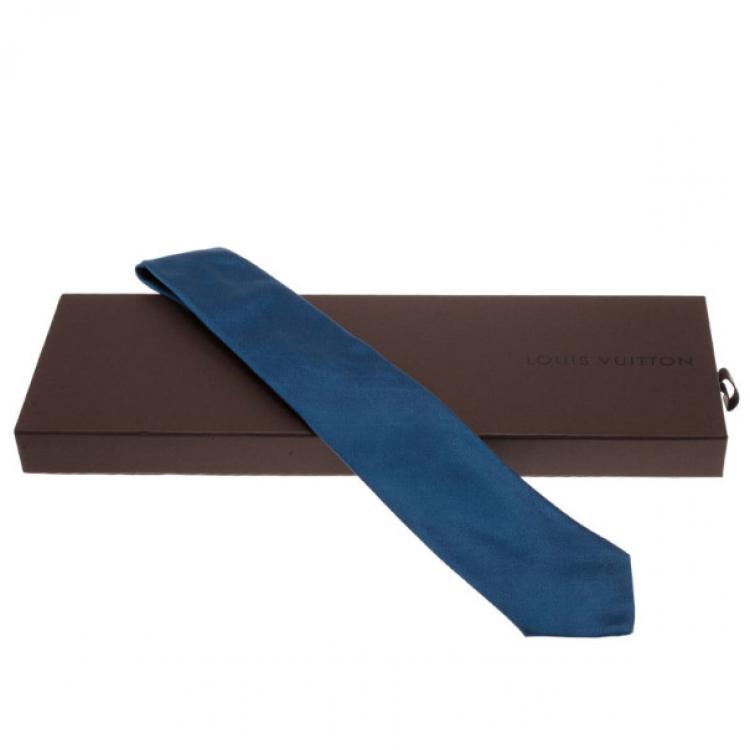 Pre Owned Louis Vuitton Two Tone Blue Silk Tie