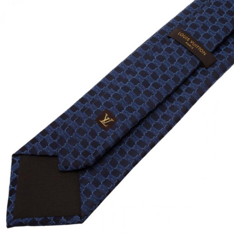 Pre Owned Louis Vuitton Blue Patterned Silk Tie