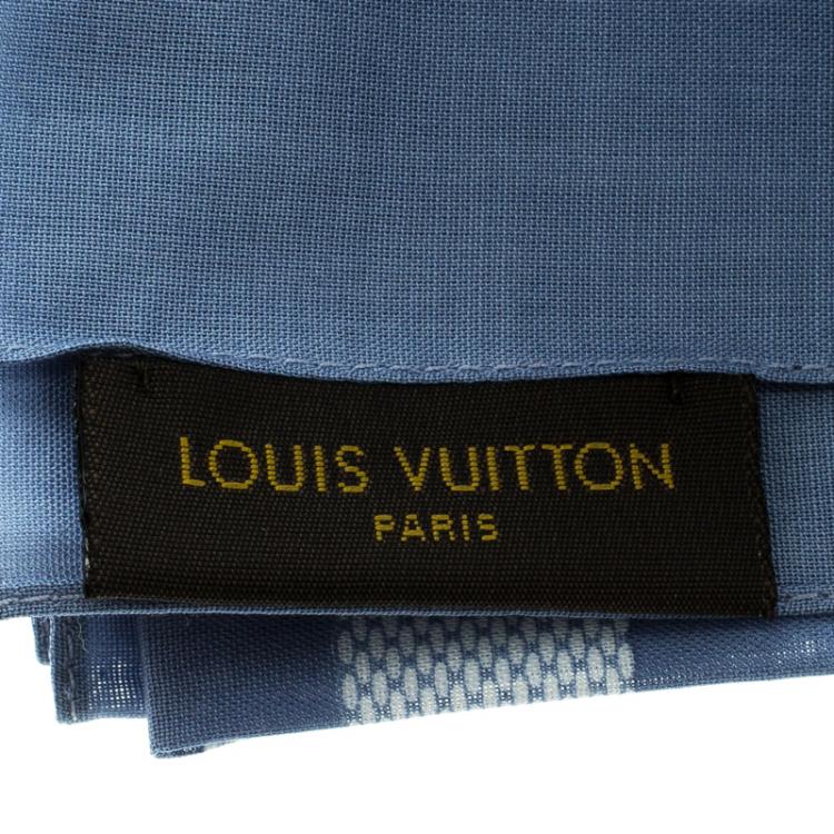 Pre Owned Louis Vuitton Blue Paisley Print Cotton On the Road Bandana Scarf
