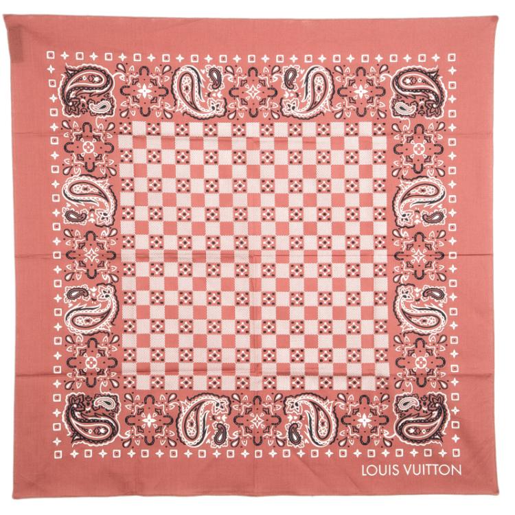 Pre Owned Louis Vuitton Brick Orange Paisley Print Cotton On the Road Bandana Scarf